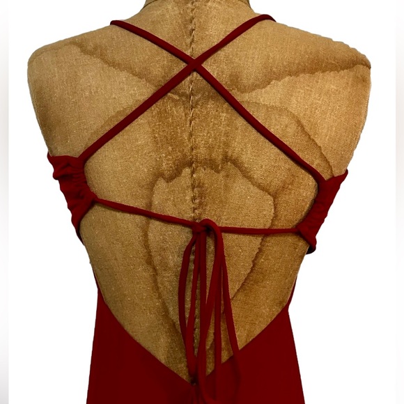 MODA International Victoria’s Secret Ruched Train back Red Cocktail Dress S - Picture 4 of 7
